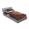 thumbnail image 3 of Ambesonne Christmas Fitted Sheet & Pillow Sham Set, New Year Xmas Trees, Full, Red Yellow, 3 of 3