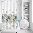 thumbnail image 2 of No Hook Shower Curtain, Beach Coastal Shower Curtains for Bathroom with See Through Top Window, Nautical Shell Starfish Coral Summer Waterproof & Washable Bath Curtain Stand Up Stall 36"x72", 2 of 9
