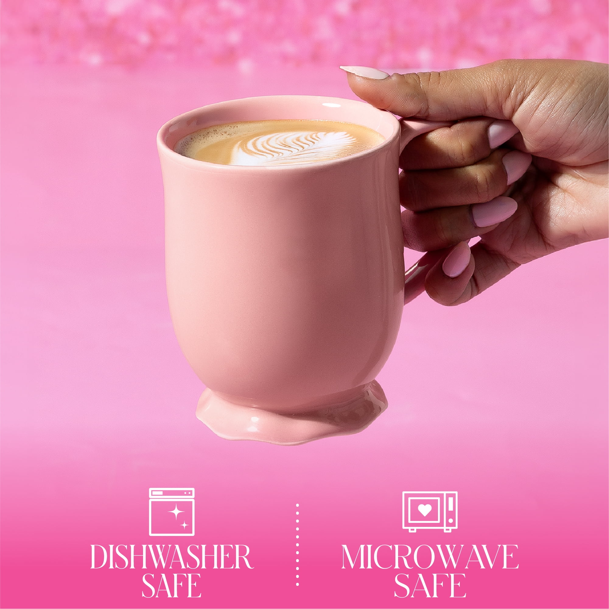 Paris Hilton Heiress Collection Stoneware Mug, Scalloped Ruffle Base, Microwave and Dishwasher Safe, 16-Ounce, Rose Pink