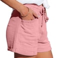 thumbnail image 2 of Women'S High Waist Tie Front Loose Wide Leg Shorts with Pockets Casual Summer Pink L, 2 of 8