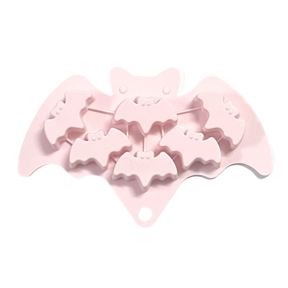 Bat Silicone Ice Cube Tray, 7.3" Chocolate Candy Mold, Non-Stick Baking Pan for Cake Muffin Mini Soap Wax, Heat-Resistant Halloween Bakeware for Home Bar Party Treats, Pink