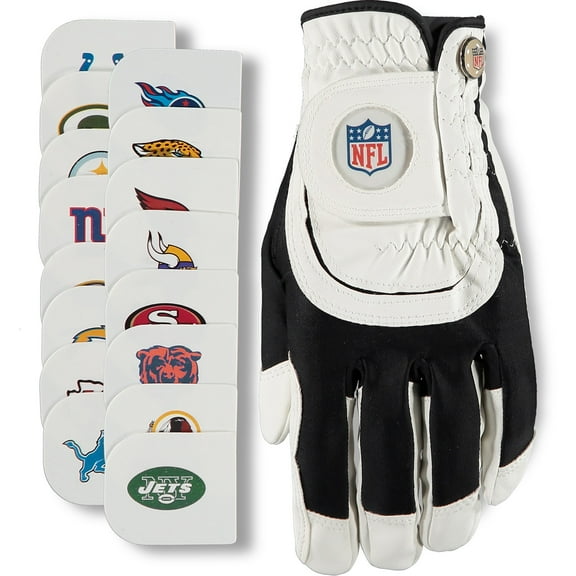 Wilson NFL Fit-All Glove (One Size,32 Interchangeable Logos, LEFT) NEW