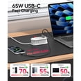 thumbnail image 2 of ORICO 65W 7-in-1 Portable Travel Power Strip with USB Ports – 4.4ft Flat Plug Extension Cord with 3 AC Outlets, 2 USB-A, 2 USB-C , Cruise Ship Approved Compact Charging Station(65W,WHITE), 2 of 8