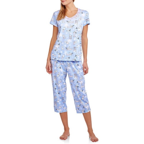 Secret Treasures - Women's V-Neck Pajama Tee and Capri Sleep Pants 2 ...