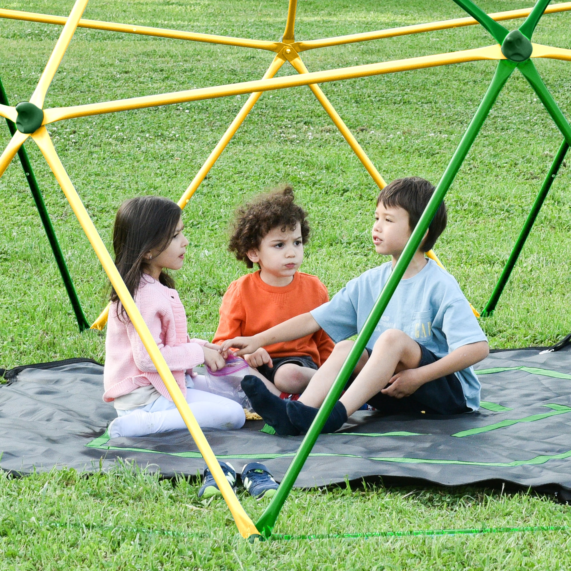13ft Geometric Dome Climber Play Center for Kids, Outdoor Jungle Gym Climbing Dome Tower, Rust & UV Resistant Steel Supports 1000 LBS