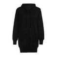 thumbnail image 4 of Oversized Hoodie Dress Womens Fleece Lined Long Sleeve Drawstring Plain Hooded Sweatshirts Pocket Pullover Top (X-Large, Black), 4 of 6