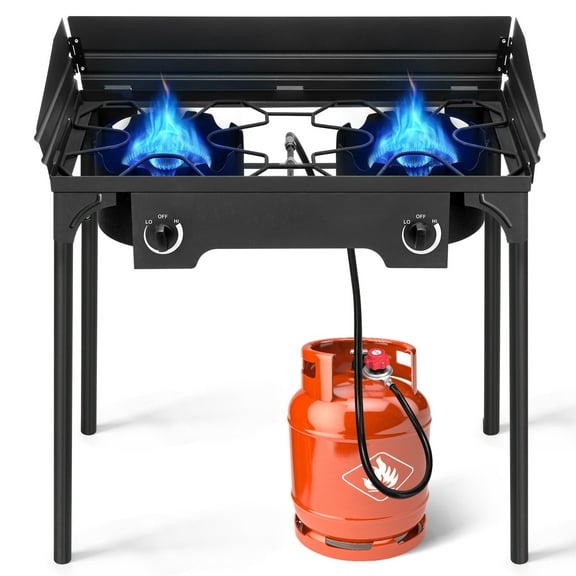 Zimtown Outdoor Stove Gas Cooker 2 Burner Camping Stove 150000 BTU Cooker