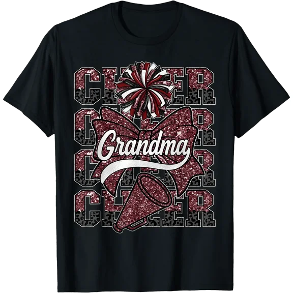 Cheer G-Ma Grandma Bow Sport Cheerleader Cheerleading Maroon T-Shirt , Vintage T-Shirt