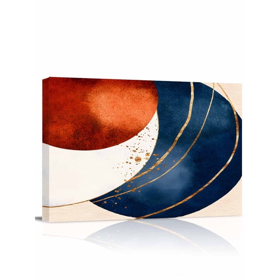 Navy Blue Burnt Orange Wall Art for Living Room,Canvas Picture Wall Decor for Bathroom Bedroom,Modern Boho Art Geometric Painting Artwork for Office Kitchen Hallway Dining Room Home Decor 16"x20"