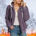 thumbnail image 2 of UngA Womens Fuzzy Jacket Hooded Cardigan Open Front Sherpa Coat Outwear with Pockets Jacket Fleece Women Purple,L, 2 of 6