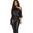 thumbnail image 2 of Belted Sexy PU Faux Leather Jumpsuit (S, Brown), 2 of 9