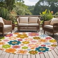 thumbnail image 4 of Round Rugs 8Ft, Vintage Boho Floral Round Area Rug Washable Indoor Throw Carpet, Yellow Pink Floral Bohemia Beige Large Non Slip Circle Rug for Kids Room RV Home Decor Aesthetic, 4 of 8