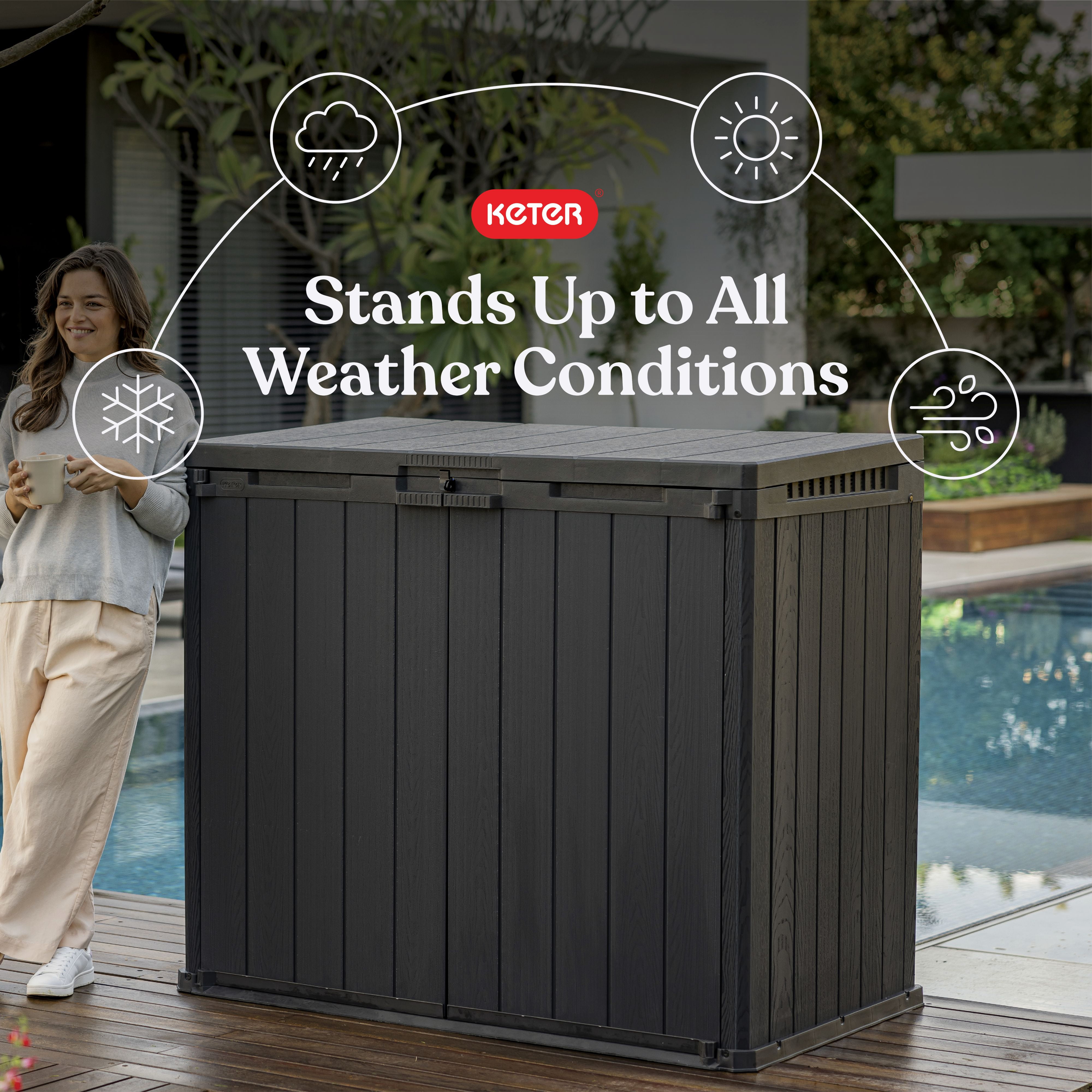 Keter Darwin 240L Store-It-Out, Compact & Portable Resin Outdoor Storage Lockable Deck Box, Grey