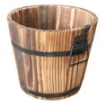 thumbnail image 2 of ERTZAE Wooden Barrel Planters,Carbonized Solid Wood Garden Pot,Outdoor Bonsai Floor Planter,Rustic Indoor/Outdoor Decor Pot,Multi-Use Succulent Herb Vegetable Planter,Fade-Resistant Flower Container, 2 of 9