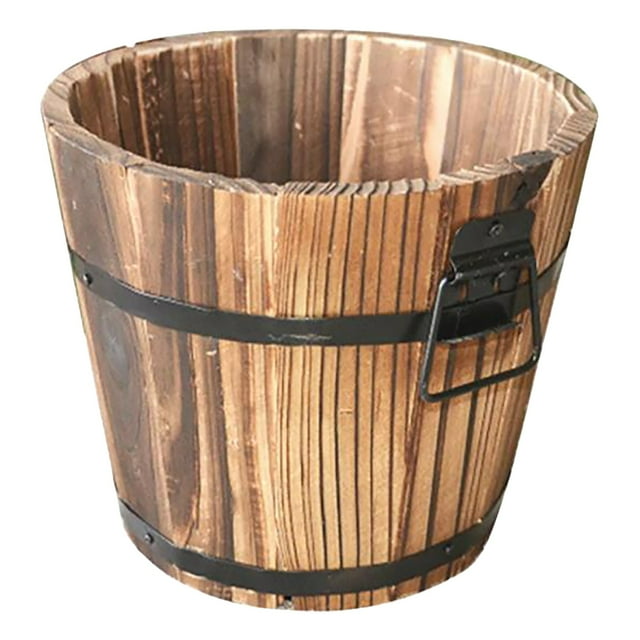 kjfeif Clearance Small Wooden Bucket Barrel – Rustic Flower Pots Boxes Container for Indoor Home Decor Small Plants While Also Adding A Natural Charm To Indoor Or Outdoor Spaces 5.9x7.28inch