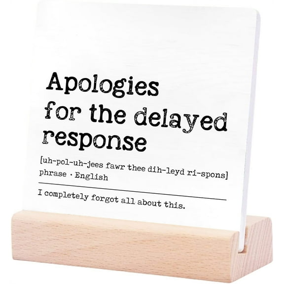Ceramic Sign 4x4Inch Funny Office Humor Office Desk Decor Apologies For The Delayed Response Definition Ceramic Plaque Table Desk Decor For Office Table Decor Office Gifts For Coworkers