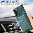 thumbnail image 5 of Nalacover Case for Samsung Galaxy A32 5G Back Card Slots Wallet Case, Vintage Denim Pattern PU Leather Magnet Car Mount Cover, Full Edge Protection Anti-Drop Shockproof Case,Green, 5 of 9