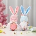 thumbnail image 4 of 2pcs Easter Bunny Gnome 12.6" Flannel Scandinavian Tomte Elf Decor Handmade Rabbit Gnomes Figurines Table Decor Household Ornaments Easter Gifts for Kids, 4 of 7
