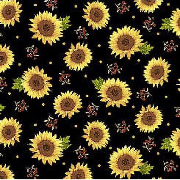 Always Give Thanks - Sunflowers - Black - Autumn - Qt Fabrics - 28970-J -