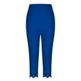 thumbnail image 6 of Jzuxvd Womens High Waist Basic Solid Cotton Linen Soft Capri Leggings Blue XXL, 6 of 6