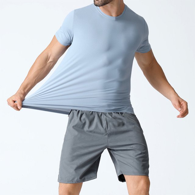 pstuiky camisetas de manga corta para hombre, Camiseta deportiva informal de cuello redondo y color liso para hombre, lavada y desgastada ropa de hombre m