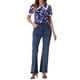 thumbnail image 2 of CAMISA CHIC Floral de Mujer de Manga Corta con Cuello Peter Pan de Encaje, Blusa con Botones, Azul Marino, Talla M, 2 of 6