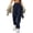 Navy, variant on Staron Women's Casual Straight Leg Work Pants with Button and Pockets Solid Color Relaxed Comfy Stretchy Trousers, Black M