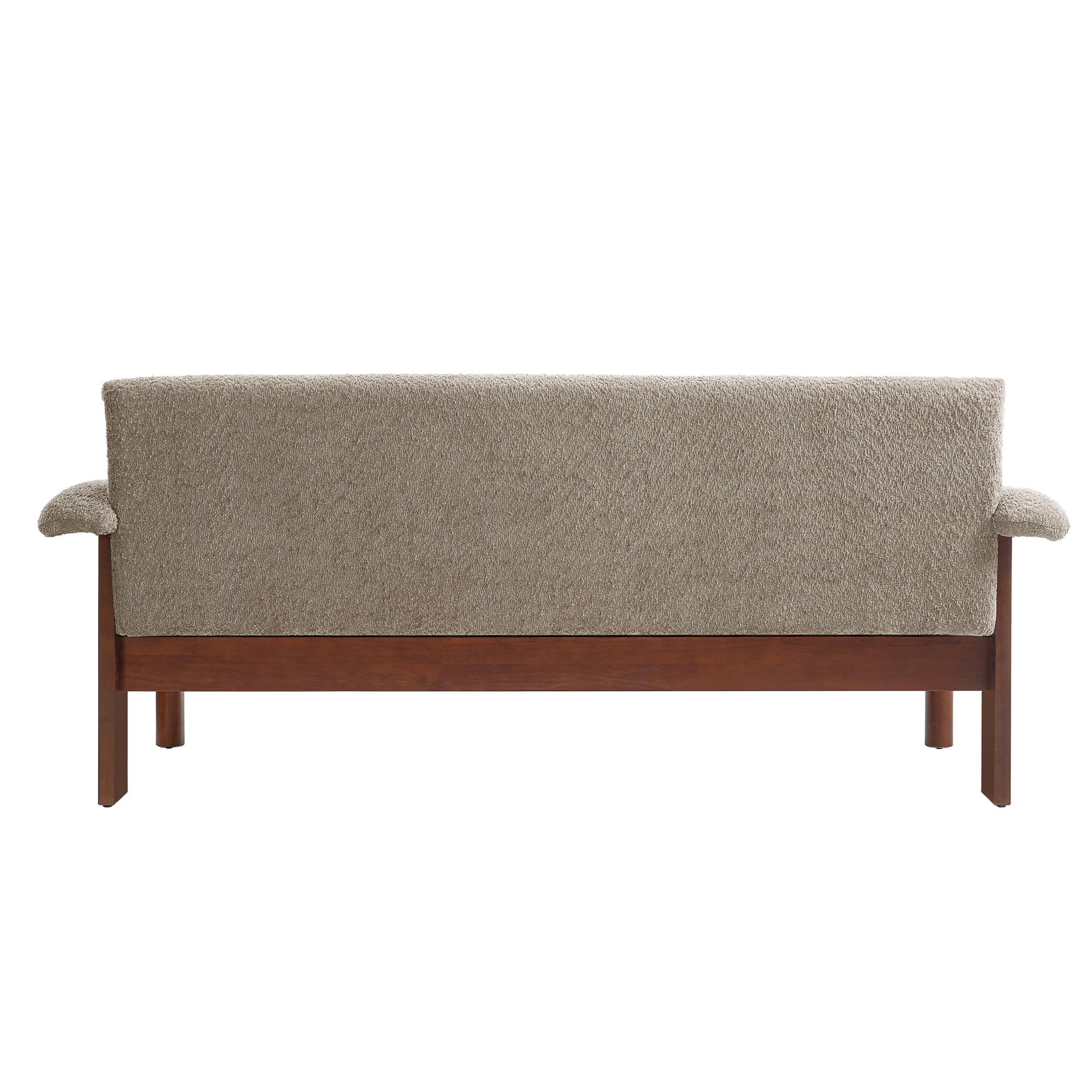 Modern 2-Seater Loveseat Sofa in Brown with Armrest Pillows, Berber Fleece Upholstery, Rubberwood Frame, Compact Couch for Living Room or Small Space, Cozy & Ergonomic Design