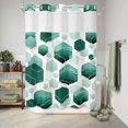 thumbnail image 6 of No Hook Shower Curtain, Turquoise Marble Shower Curtains for Bathroom with See Through Top Window, Gold White Geometric Hexagon Modern Waterproof & Washable Bath Curtain Stall 48"x72", 6 of 9