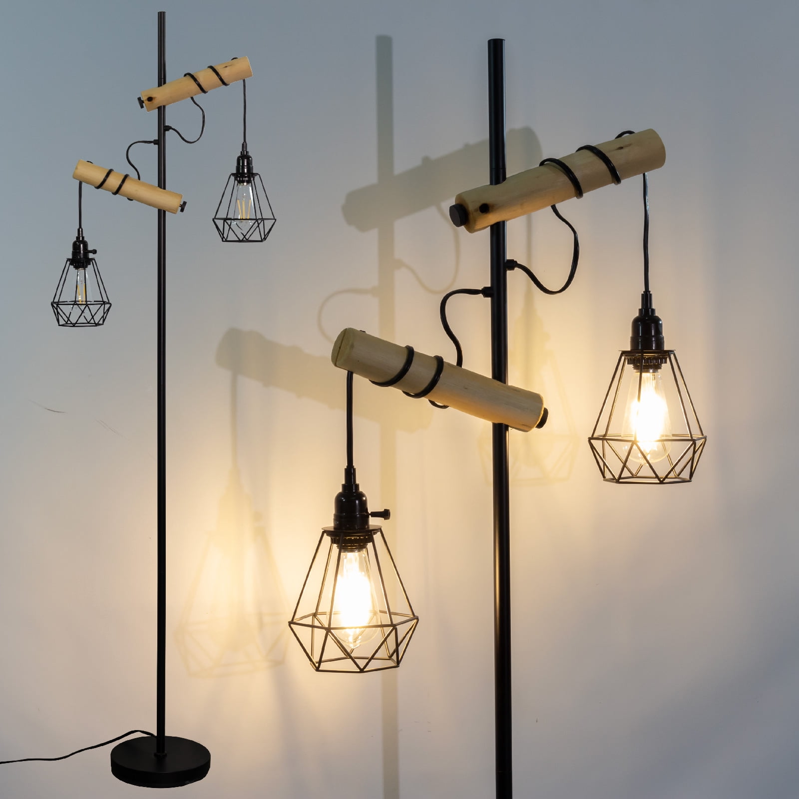 Industrial Tall  wooden black Floor Lamps for Living Room, Bedroom, Study Room, Office