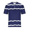 thumbnail image 5 of YFNNUP Mens Summer Shirts Mesh Striped Short Sleeve Shirt Fashion Breathable Golf Tshirt Slim Fit Crewneck Short Sleeve Tee Top Dark Blue XL, 5 of 6