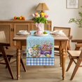 thumbnail image 3 of Easter Table Runner 72 Inches Long for Kitchen Dining, Gnomes Colorful Dots Eggs Truck Flowers Blue Plaid Dresser Scarf Farmhouse, Dining Table Decorations for Wedding/Parties, 13 x 72 In, 3 of 8