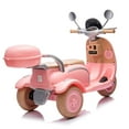 thumbnail image 3 of BCARORUR 12V 2 Seater Dual Motor Kids Motorcycle, Ride On Electric 3 Wheels Motorbike with Storage Compartments, Kids Ride On Scooter for Boys Girls, USB, Bluetooth, Light, Anti-slip, Pink, 3 of 7