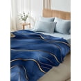 thumbnail image 5 of Navy Blue Marble Flat Sheets Only Twin XL Size, Soft Breathable Bed Top Sheets for Mattress, Abstract Modern Golden Geometric Luxury Bedding Flat Sheets for Home Hotel Bedroom Bed Protection, 5 of 9