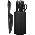 thumbnail image 1 of Hunter.Dual Knife Set, 8-Piece Kitchen Knife Set for Chef, Sharp Knife Set with Universal Knife Block, Anti-Rust Kitchen Knife Block Set, Ergonomical Design (Black), 1 of 7