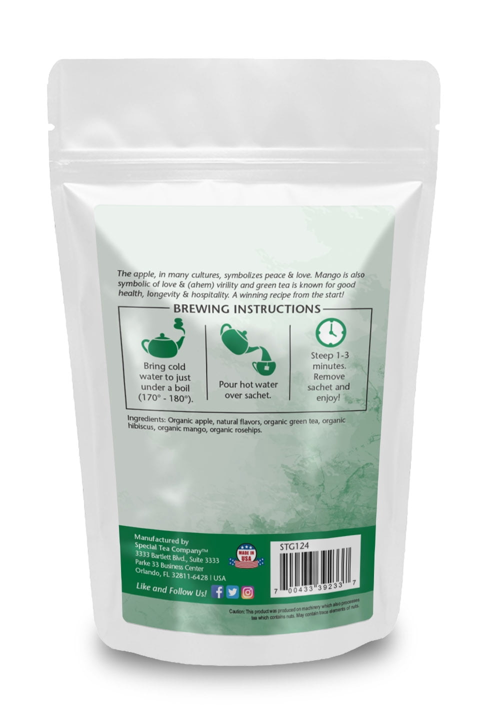 Special Tea Genesis Green Tea, Apples & Mango, 15 Pyramid Sachets