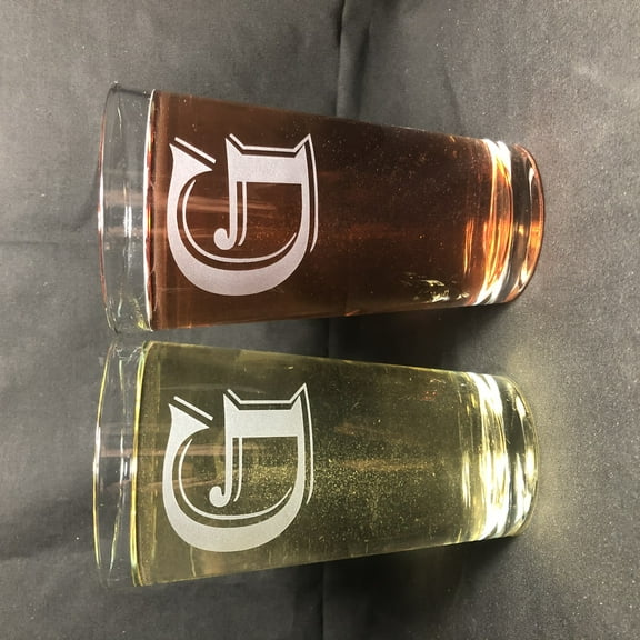 16OZ MONOGRAM BEER GLASS G SET OF 2