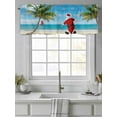 thumbnail image 2 of Coastal Christmas Santa Valances for Windows Xmas Stocking Palm Tree Beach Kitchen Valance Curtain Rod Pocket Small Curtains for Cafe Bathroom Laundry Basement 60" x 18", 2 of 8