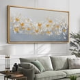 thumbnail image 2 of Large Framed Canvas Print Yellow & White Abstract Butterfly in Group Wall Art Decorative Ready to Hang Painting for Living room Bedroom - 60"x30" Natural Frame, 2 of 7