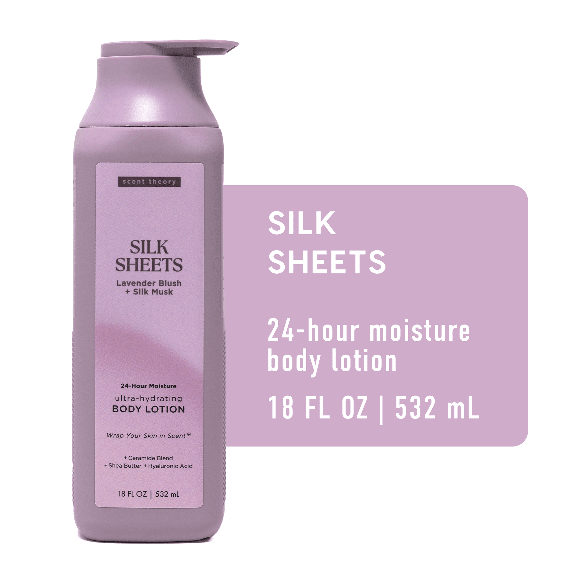 Scent Theory Body Lotion with Shea Butter, All Skin Types, Silk Sheets, 18 fl oz