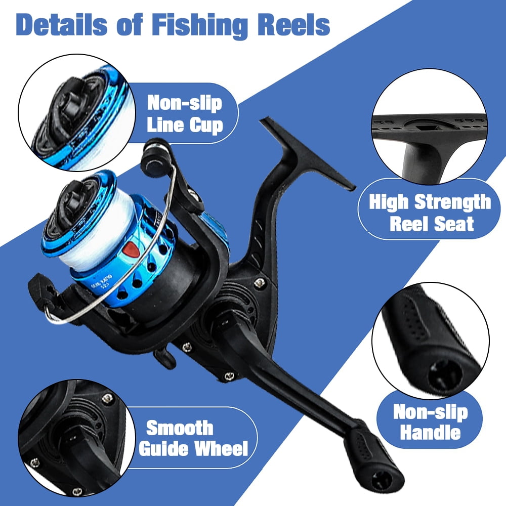 Jercoda Fishing Rod Kit with Tackles, Telescopic Fishing Pole and Reel Cambo Set,  Fishing Set with Spinning Reel, Portable Fishing Accessories with Storage Bag for Beginners Youth, Blue