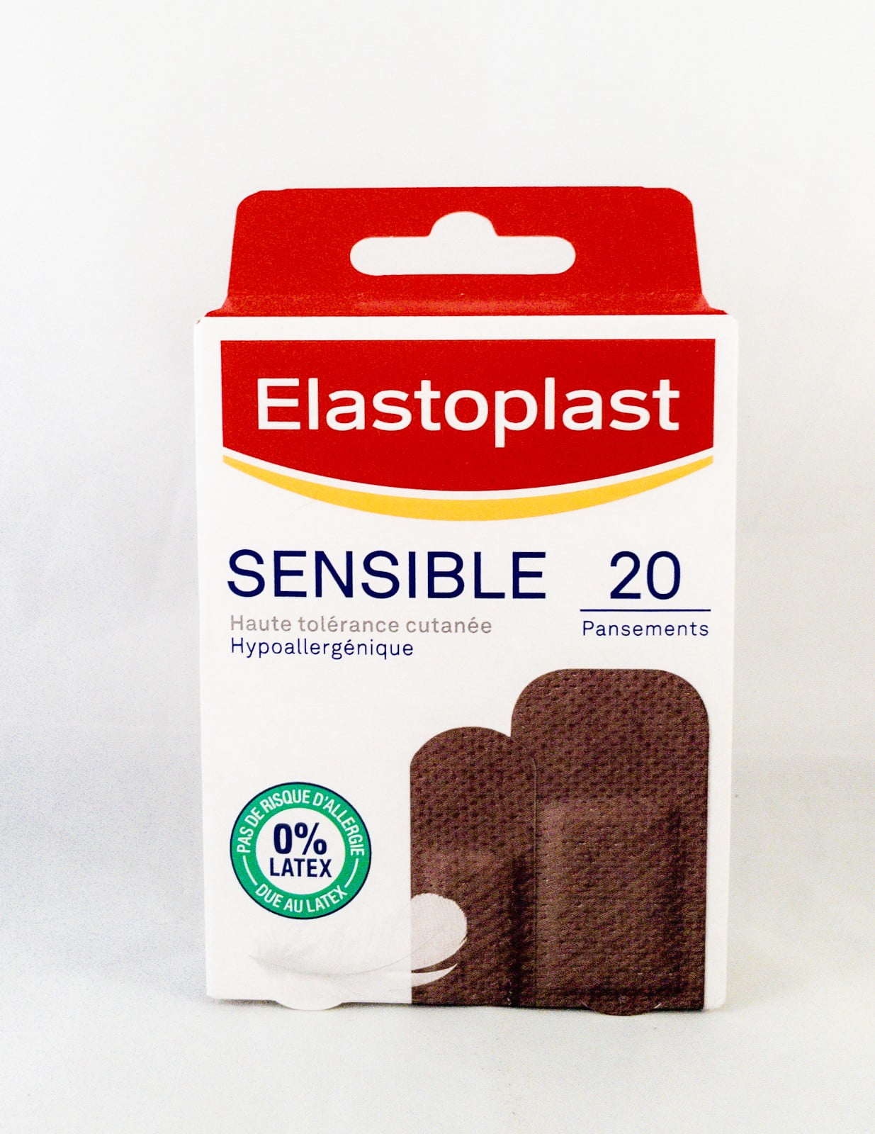 Elastoplast Sensitive Skin Bandages 20 Strips - Color Brown Wound Protection for Darker Skin Tones Minor Cuts and Scrapes Latex Free