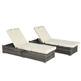 thumbnail image 6 of Seizeen 2pcs Chaise Lounge Chair, Rattan Wicker Outdoor Lounge Chair for Patio Poolside, All-weather Recliner for Beach w/Beige Cushion, Pillow, Back Adjustable, 6 of 6