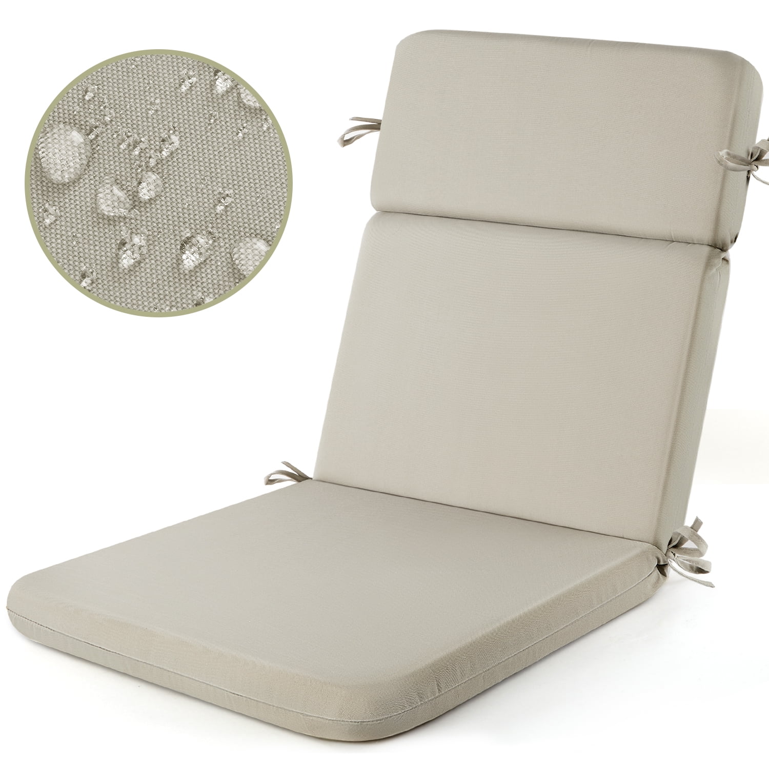 MOONORAH Outdoor Chair Cushions, 44"L x 21.5"W Patio Seat Cushions Outdoor Chair Pads with Ties, Waterproof Outdoor Chair Cushion Garden Sofa Couch Chair Pads, Sofe Comfortable, Grey