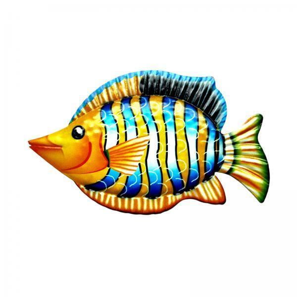 2x Decor Metal Fish Wall Art Garden Pool Decor, Vivid Colorful