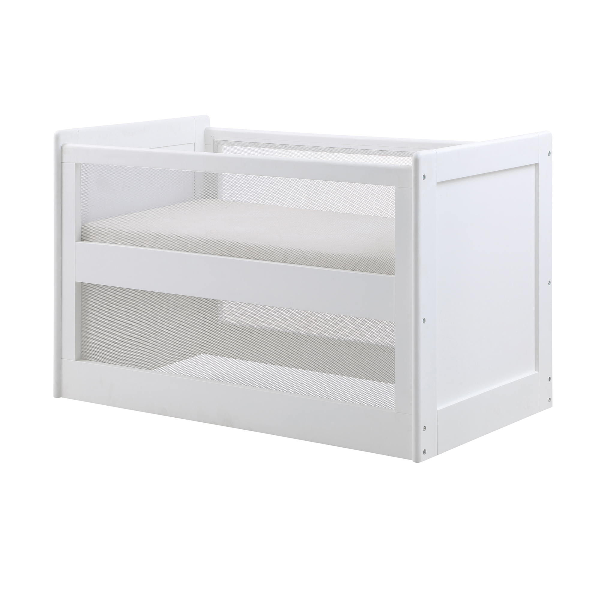 BreathableBaby Breathable Mesh 3-in-1 Convertible Crib, White, Greenguard Gold Certified