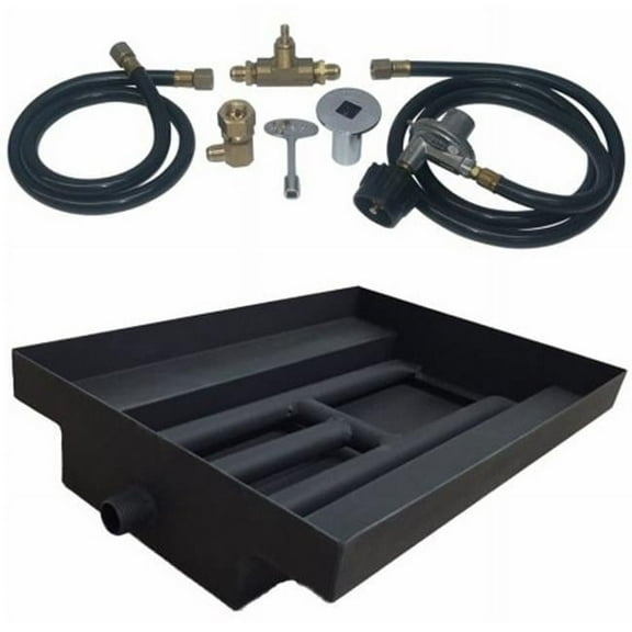Tretco OB2BB-BK1-18-LP 15 in. 14GA Powder Coated Burner Island Kit, Liquid Propane