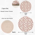 thumbnail image 4 of GZHJMY 2Pcs Baseball Lace in Hearts Round Woven Pot Holders Trivets Set, Pure Cotton Coasters Placemats for Cooking Baking Hot Dish Pan Pot Bowl Teapot(7&9 Inches), 4 of 5