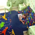 thumbnail image 5 of Manfei Cute Dino Animals 7-Piece Twin Bedding,Kawaii Paw Print Bone Bedding Comforter Set,Navy Orange,Navy Blue Reversible, 5 of 6