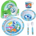 thumbnail image 2 of (2 pack) Bentology 5 Piece Mealtime Feeding Set for Kids and Toddlers - Shark - Includes Plate, Bowl, Cup, Fork and Spoon Utensil Flatware - Durable, Dishwasher Safe, BPA Free, 2 of 6